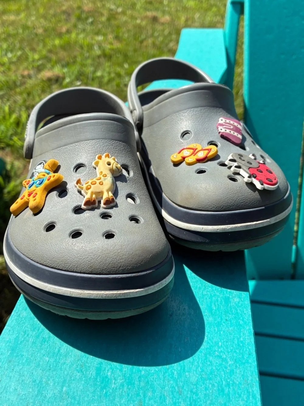 CROCS Kids Gray Slip-On Clogs with Fun Animal Charms